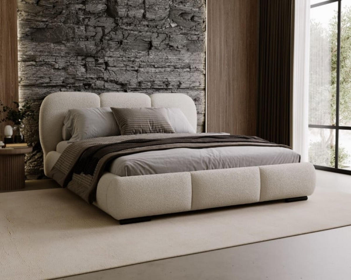 BETT Hellbeige ROZA Gepolstert Mit Bettkasten 140x200 cm - Beige, Textil (140/200cm) - Sepro Meble