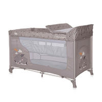 REISEBETT Moonlight braun zwei Ebenen, faltbar, Wickelauflage, Matratze, Räder - Braun, Kunststoff (60/120cm) - Lorelli