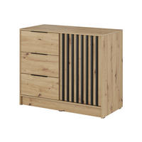 KOMMODE Stilo 105 cm in Eiche Artisan + schwarze Lamellen - Schwarz/Eiche Artisan, Holz/Holzwerkstoff (105/86/45cm) - Ravio