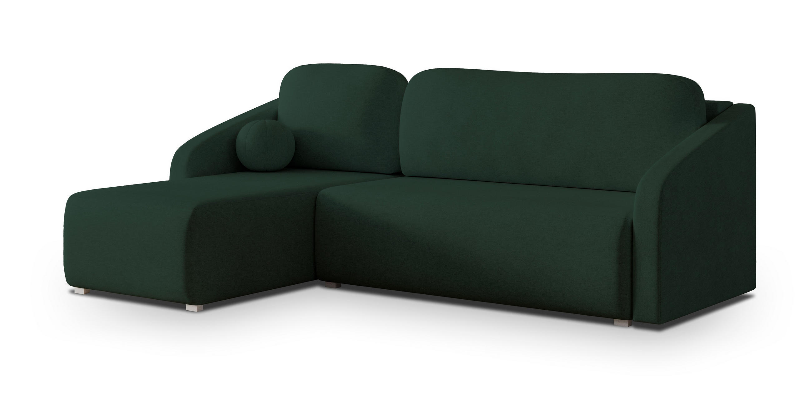 ECKSOFA MARELLO Grün Geflochtener Stoff mit Schlaffunktion - Grün, Holz (220/143cm) - MASSENO