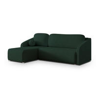 ECKSOFA MARELLO Grün Geflochtener Stoff mit Schlaffunktion - Grün, Holz (220/143cm) - MASSENO
