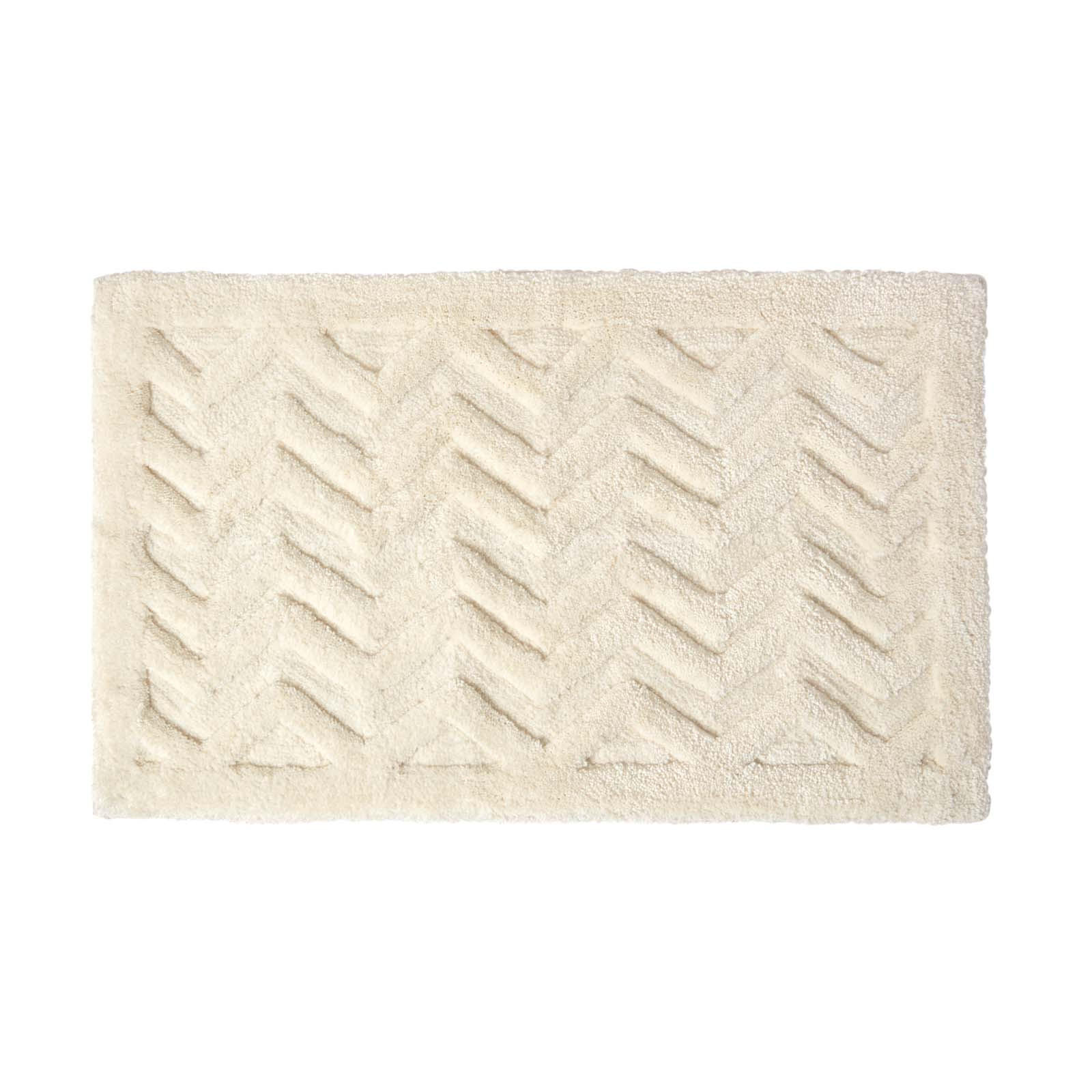 BADEMATTE 50/80 cm Chevron, Hochflor - Weiß, Textil (50/80cm) - Homescapes