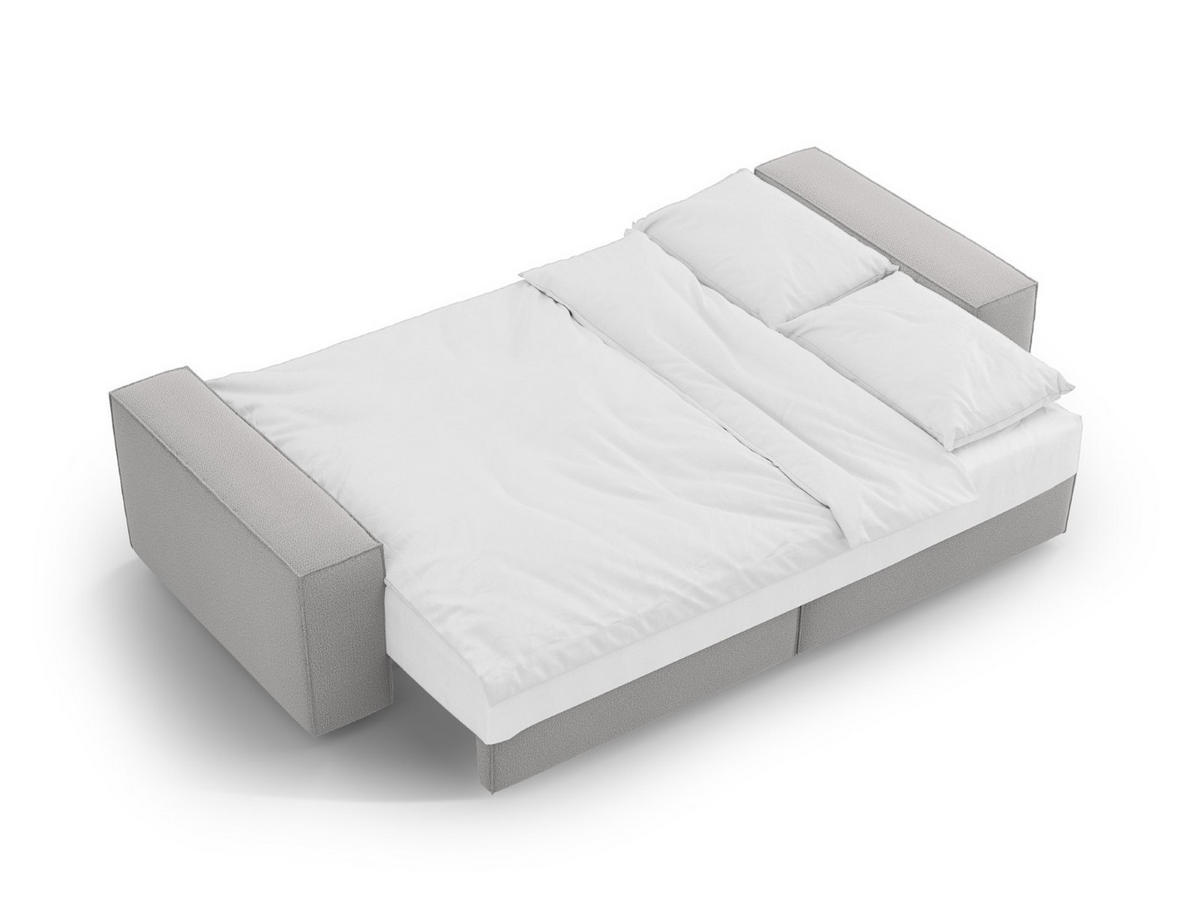 SOFA ausklappbar mit Bettkasten Jodie aus strukturiertem Stoff hellgrau 3 Sitzplätze - Hellgrau, Textil (107/86/247cm) - Micadoni