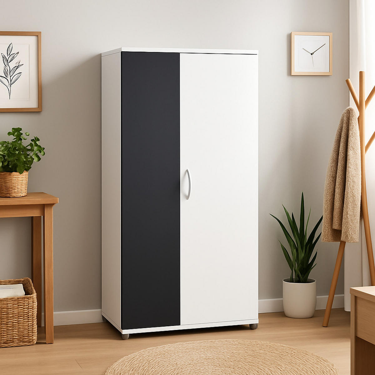 MEHRZWECKSCHRANK (B/H/T): 70/159/35 cm 5 Weiß Anthrazit - Anthrazit/Silberfarben, Holzwerkstoff/Kunststoff (70/159/35cm) - arthur berndt