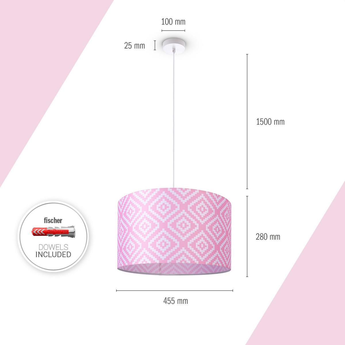 PENDELLEUCHTE Hugo Pd1 Stl 400 - Weiß, Metall (45.5/45.5/27cm) - Paco Home