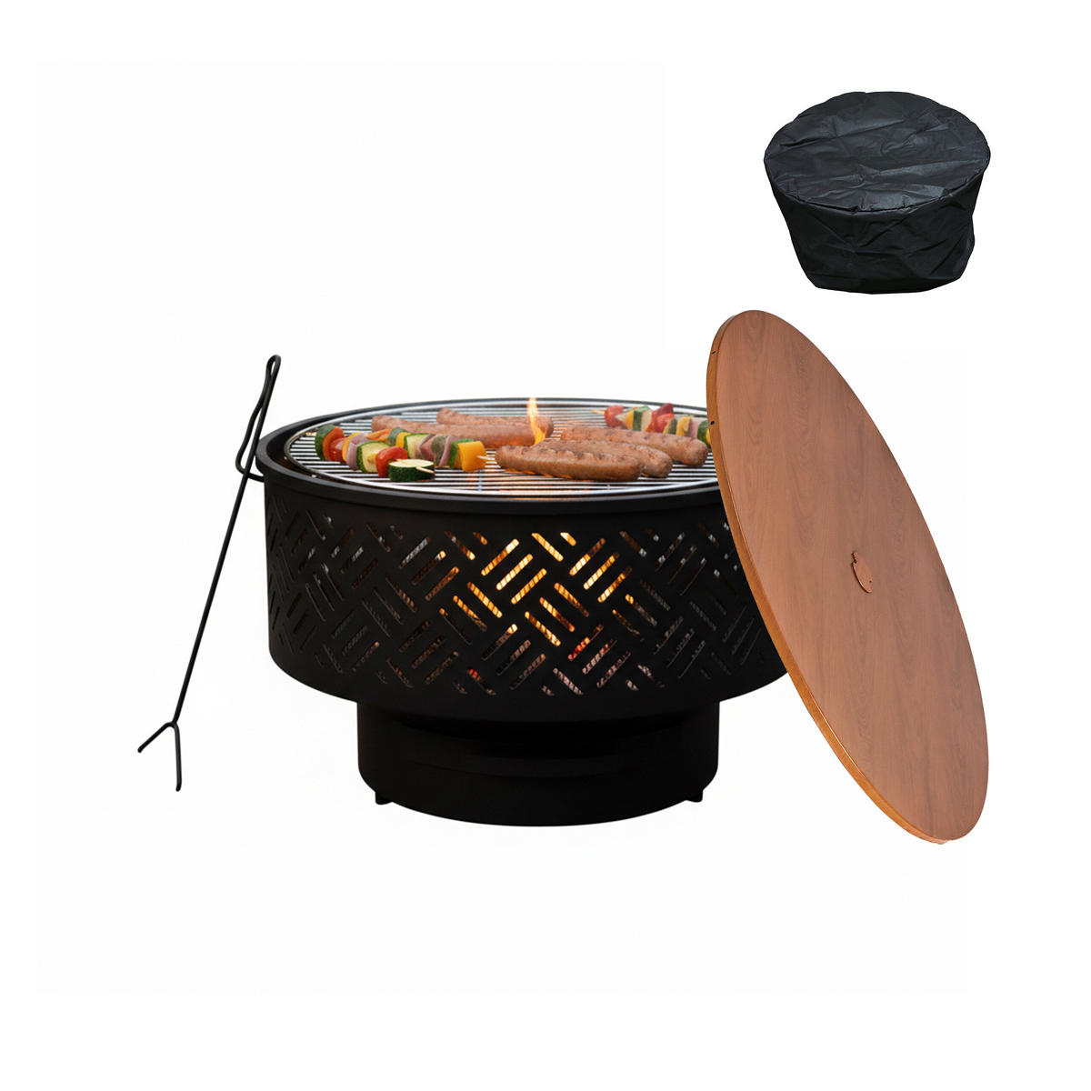 FEUERSCHALE - Schwarz, Textil/Metall (66/43/66cm) - Relaxdays