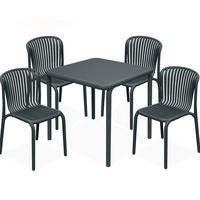 GARTEN ESSGRUPPE FICCARI, Gartenmöbel-Set 5-tlg, Anthrazit - Anthrazit, Kunststoff - KONSIMO®