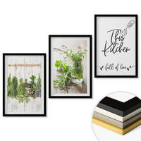 WANDBILDER 3er-Set - 40x60 cm Schwarzer Rahmen - Küchenthema: Getrocknete Kräuter - Schwarz, Kunststoff (40/60cm) - ArtPrintCave