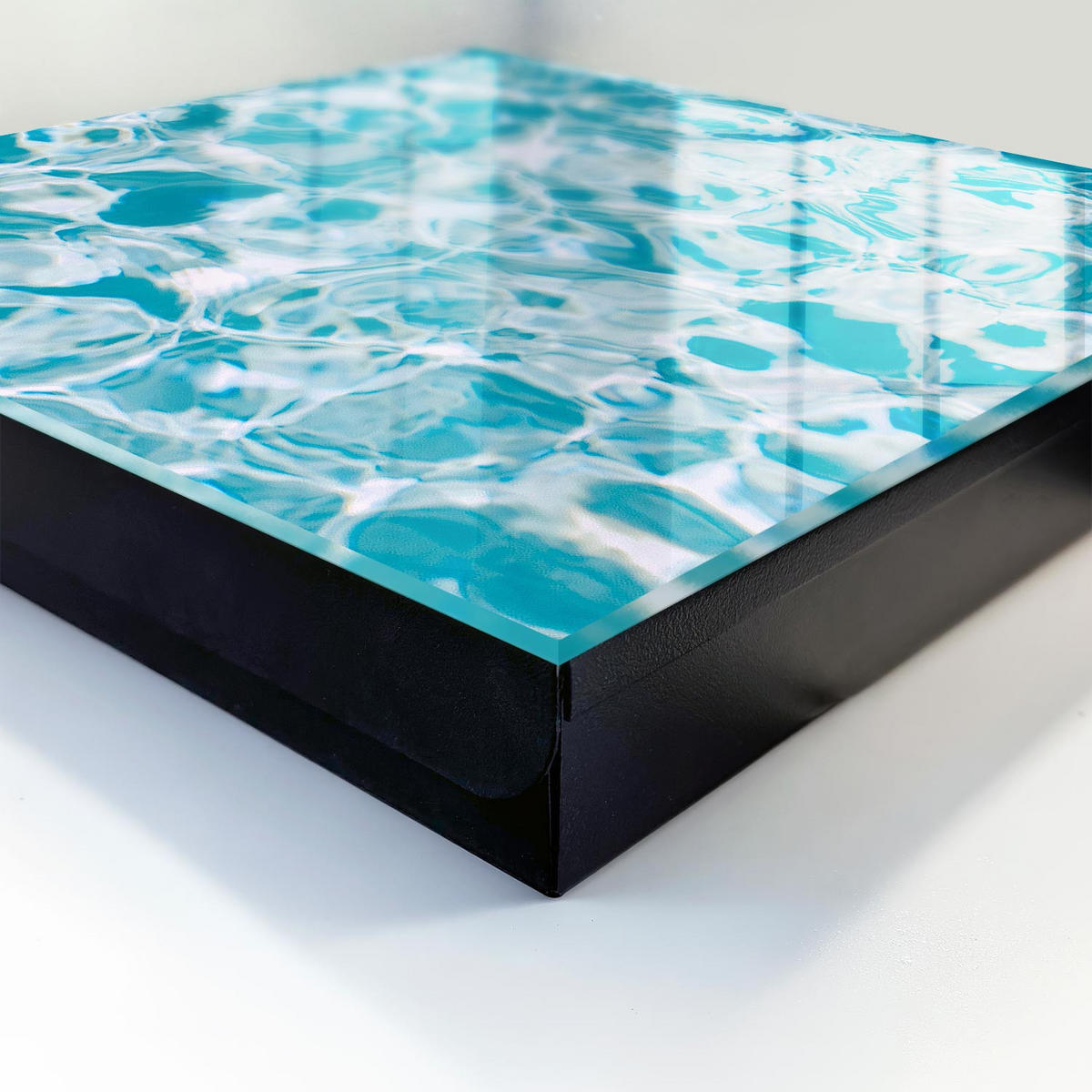 SCHLÜSSELBOX Schwarz 30x30 cm- Türöffnung nach rechts - Wasserwirbel - Blau, Metall (30/30/5cm) - TULUP