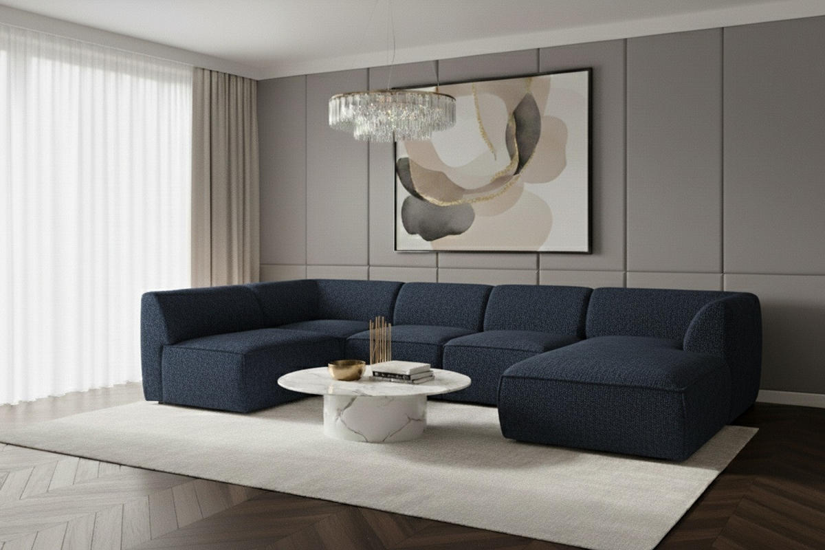 WOHNLANDSCHAFT MOVO - modulares Ecksofa dunkelblau – modernes Design und flexible Gestaltung, rechts - Dunkelgrün/Bordeaux, Kunststoff/Textil (156/78/345cm) - KS Home Concept