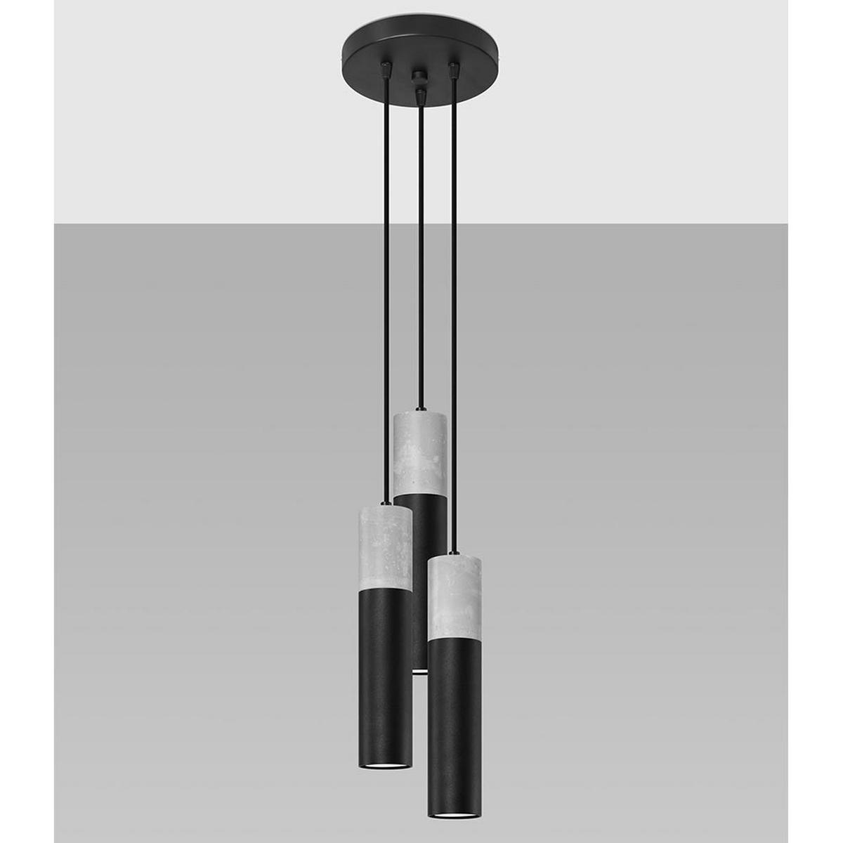 HÄNGELEUCHTE Beton Schwarz 3 flammig - Schwarz, Metall (45/6/90cm)