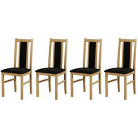 STUHL Bos 14 (4er Set) - Eichefarben/Schwarz, Holz (43/94/40cm) - Leaf Design