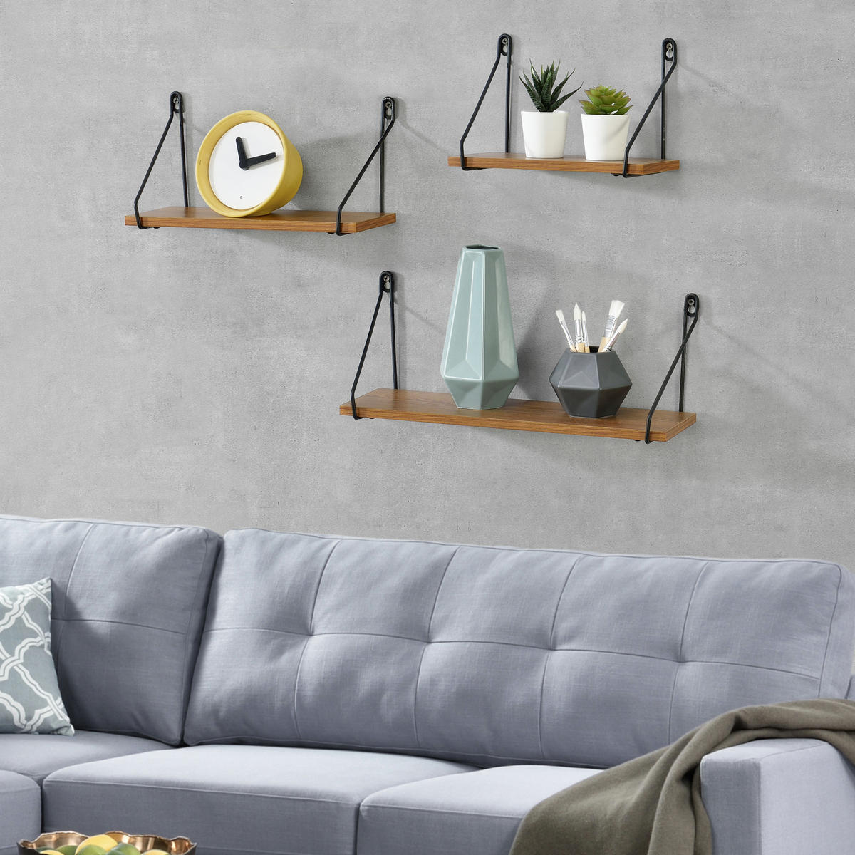WANDREGAL-SET 3 TLG. Randers - Schwarz, Metall (26.5/17.5/14cm) - [en.casa]