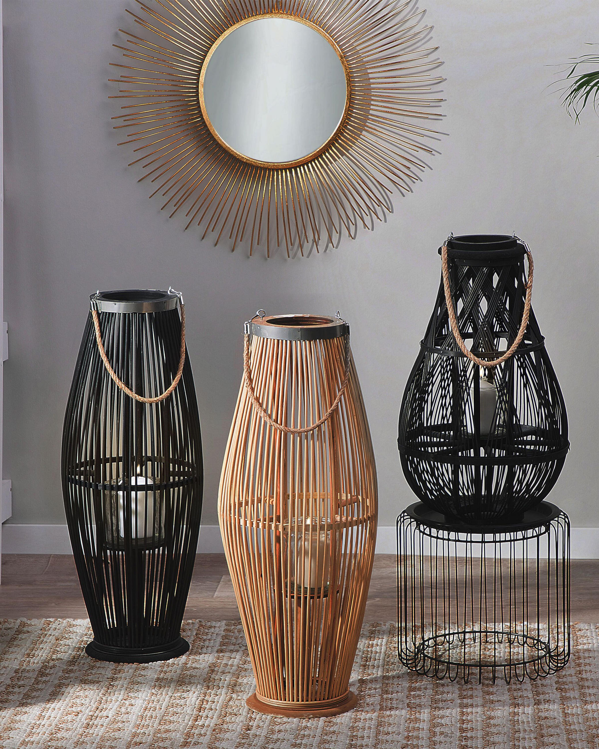 LATERNE Heller Holzfarbton Tahiti - Hellbraun, Holz (27/72/27cm) - Beliani
