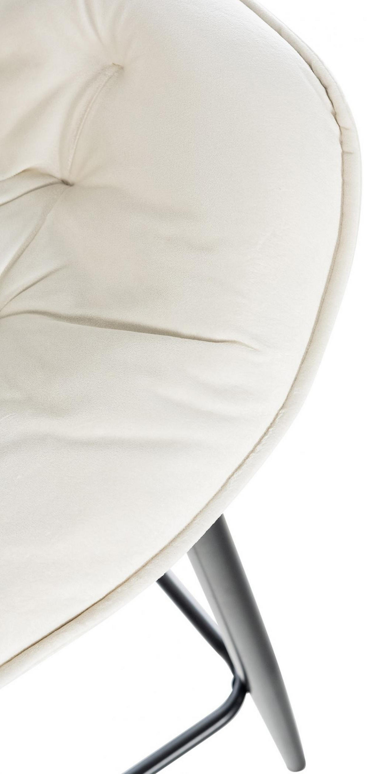 BARHOCKER 2er Set Samt creme - Creme/Schwarz, Textil/Metall (54/103/57.5cm) - CLP