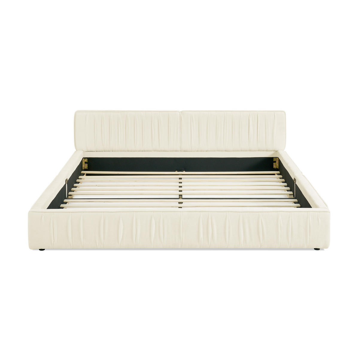 POLSTERBETT 160x200 cm Chenille Holzrahmen beige - Beige, Kunststoff (160/200cm) - LEBENLANG