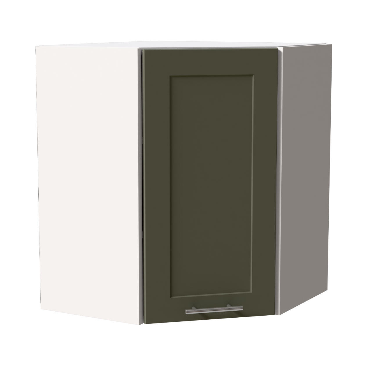 ECKHÄNGESCHRANK Oslo W10/60 Weiß / Reed Green Matt 60 / 60 / 72cm - Weiß/Grün, Holz/Holzwerkstoff (60/72/60cm) - Feldmann-Wohnen
