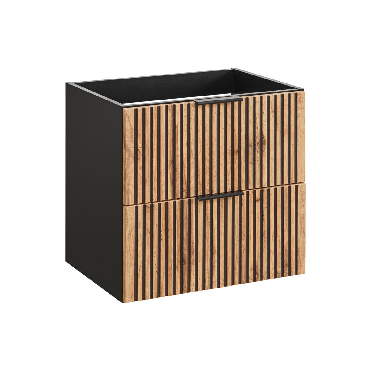 WASHTISCHKOMBI TILO SET3 Profilierte Fronten Schwarz Eiche - Eichefarben/Schwarz, Glas/Holzwerkstoff (60/75/46cm) - Komodee