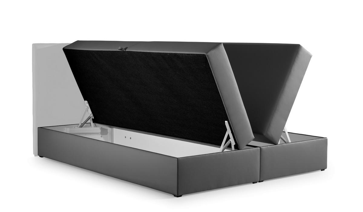 BOXBETT Ambusio 180/200 cm in Beige – mit Bettkasten und Topper - Beige/Schwarz, Holz/Holzwerkstoff (180/200cm) - AX Living