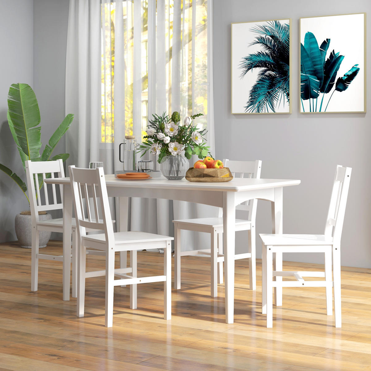 ESSZIMMERSTÜHLE, Kiefernholz, Weiß - Weiß, Holz (41/85.5/46.5cm) - HOMCOM