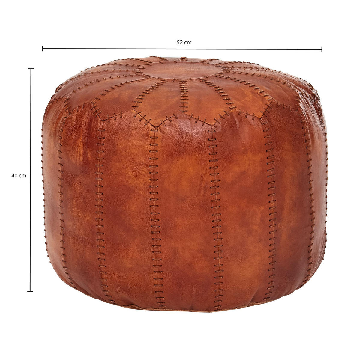 SITZHOCKER – Echtleder Braun, orientalisches Design - Braun, Leder (52/40/52cm) - KADIMA DESIGN