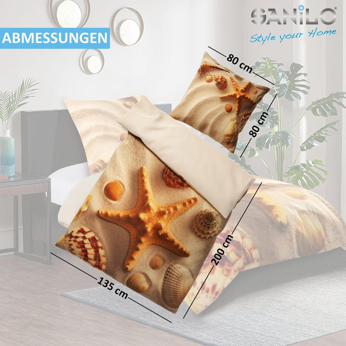 BETTWÄSCHE 4-teilig Sanibel - Beige, Naturmaterialien (135/200cm) - Sanilo