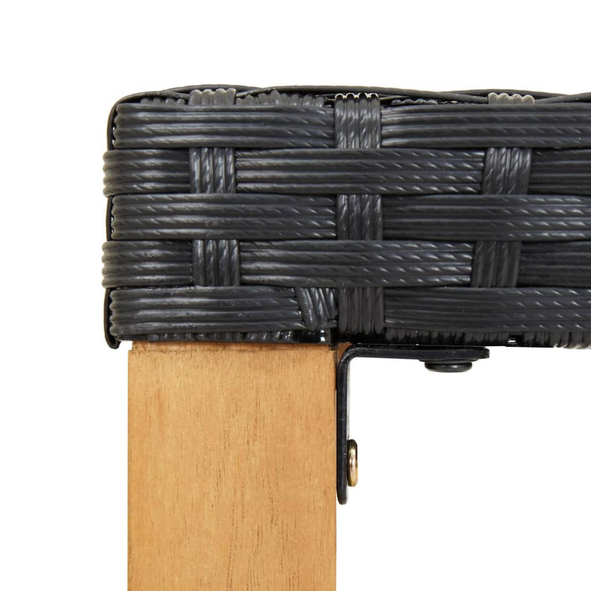 GARTENBANK 120 cm Schwarz Poly Rattan und Massivholz - Schwarz, Holz (120/40/40cm) - furnicato