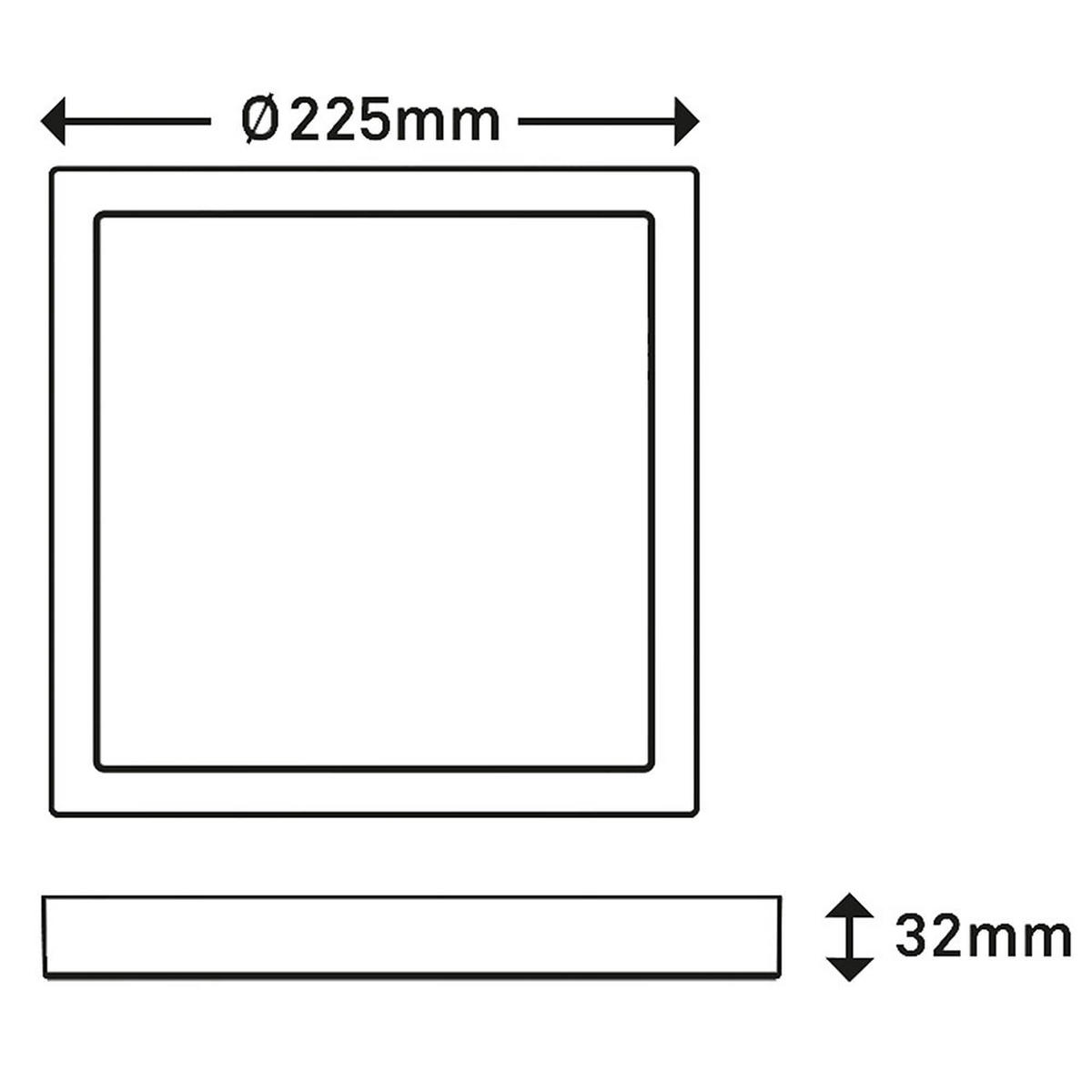 LED DECKENLEUCHTE Schwarz Quadratisch - Schwarz, Metall (22.5/22.5/3.2cm) - Briloner