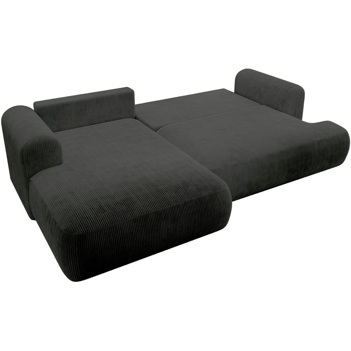 ECKSOFA Ovo Cord mit Cordbezug Dunkelgrau, links - Dunkelgrau/Schwarz, Textil (260/165cm) - Selsey