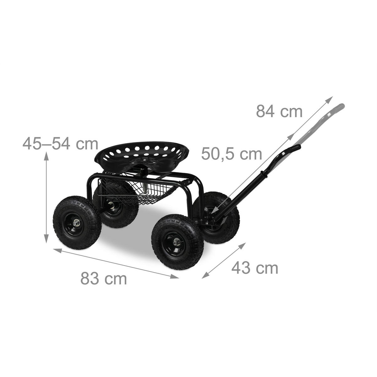 GARTENSITZ - Schwarz, Kunststoff/Metall (43/54/82cm) - Relaxdays