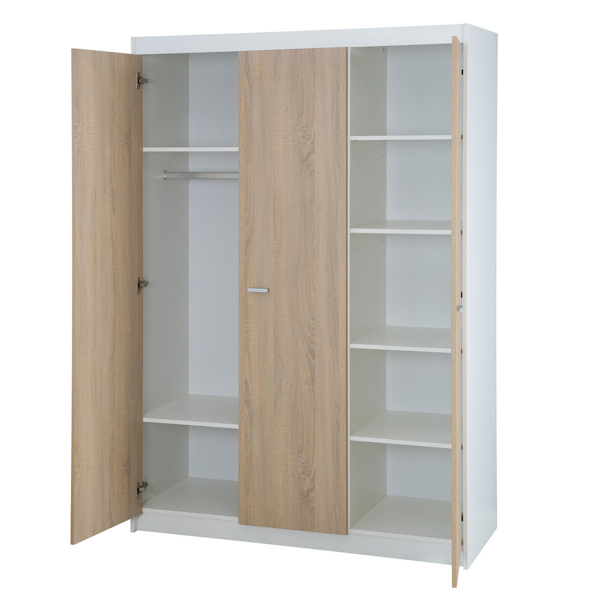KLEIDERSCHRANK Gabriella - Weiß, Holzwerkstoff/Kunststoff (131/190/52cm) - Roba