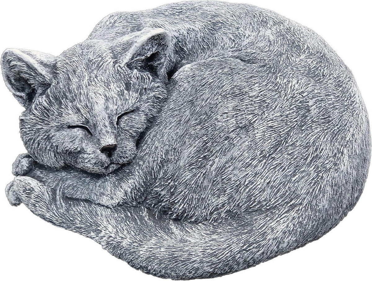 STEINFIGUR Kater Carlos schlafend Katze frostfest Gartenfigur - Grau, Stein (24/12/24cm) - stoneandstyle