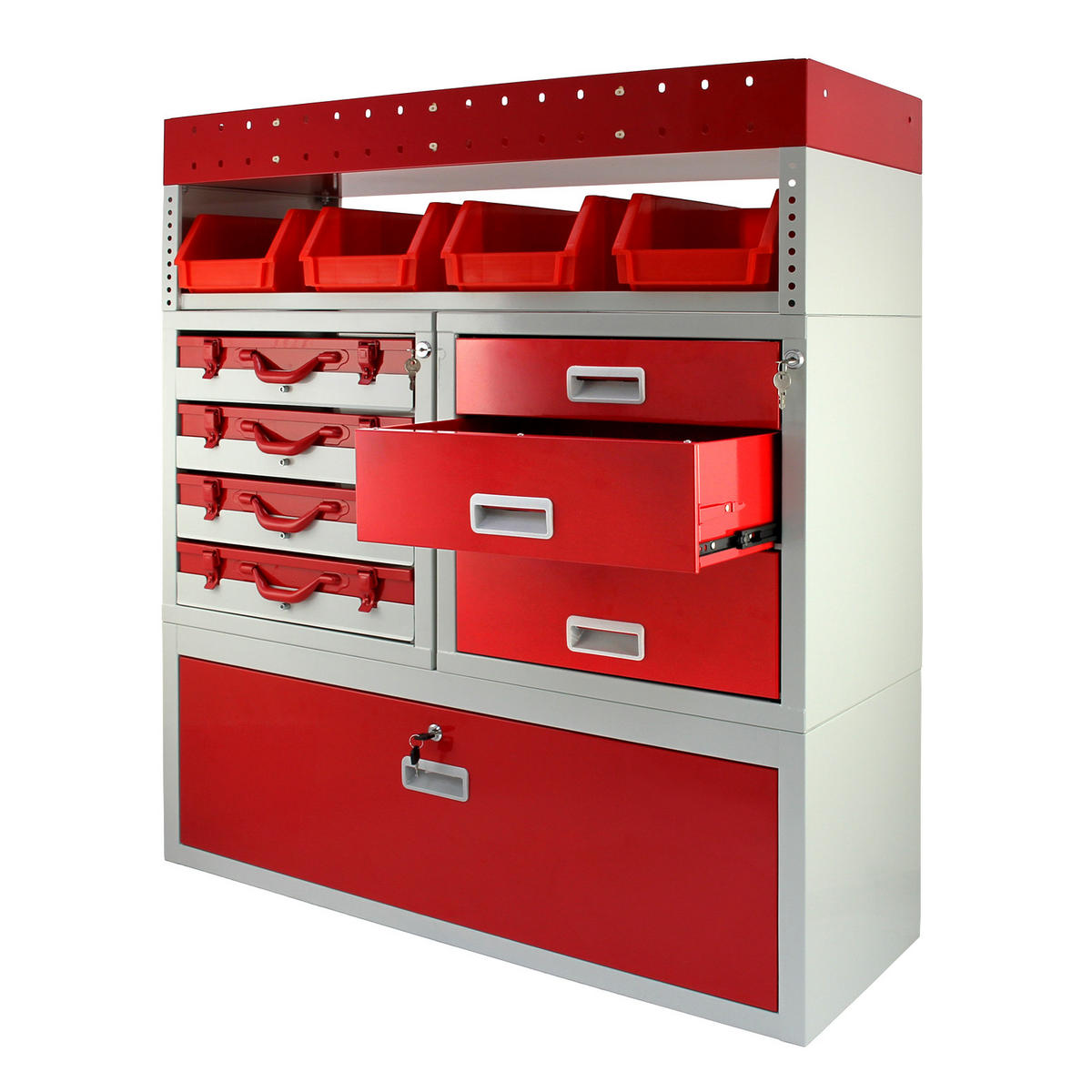 FAHRZEUGEINRICHTUNG Autoregal Werkzeugschrank - Rot, Metall (101.6/117.8/36cm) - Monstershop