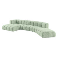 ECKSOFA Modulares In L-Form, Velvet-Stoff Riviera, Mintz, Links, GRAND Round - Mintgrün, Holz (445/179cm) - Kaiser Möbel