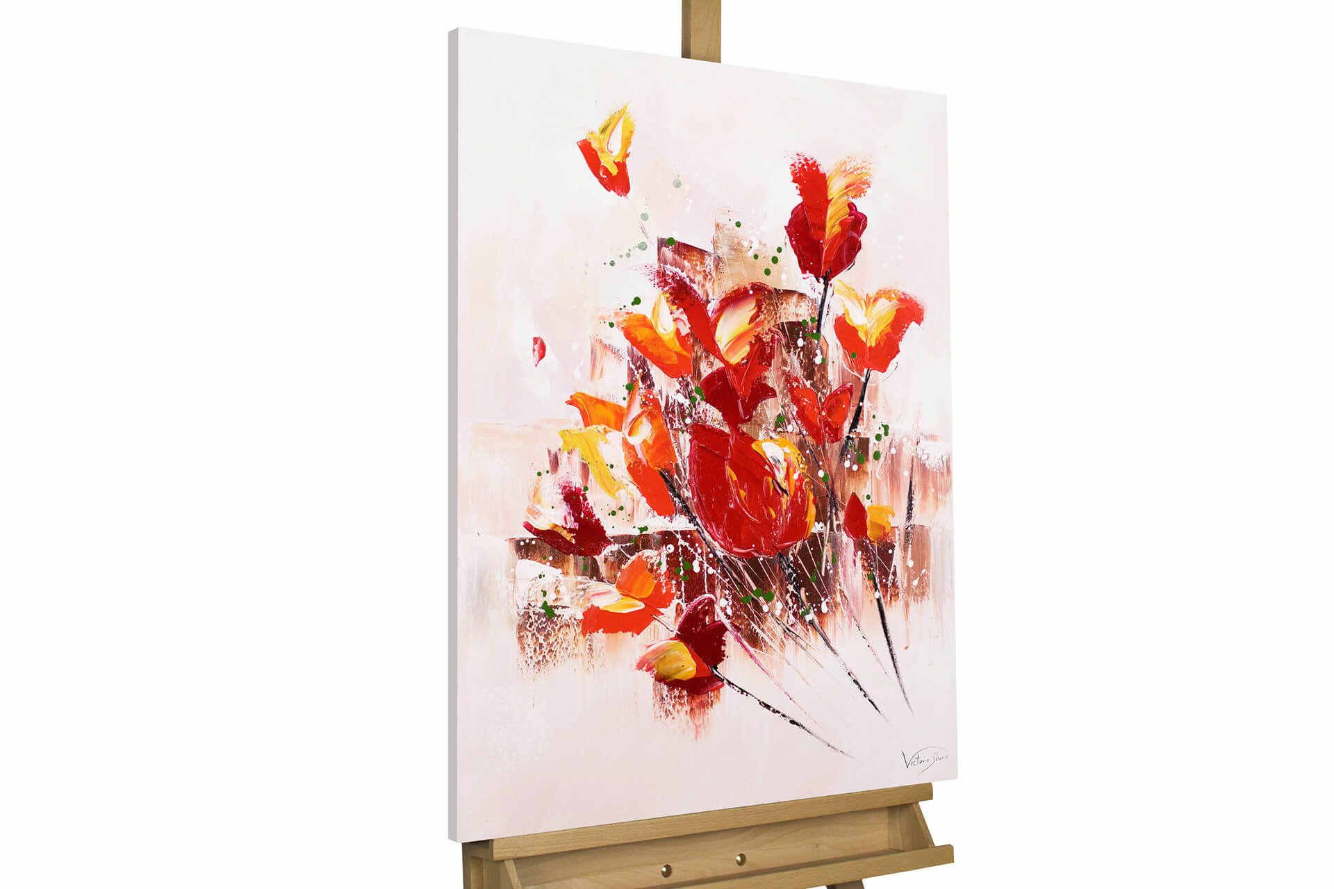 ACRYLBILD HANDGEMALT 60/80 cm - Rot, Holz/Textil (1.34/80cm) - KUNSTLOFT