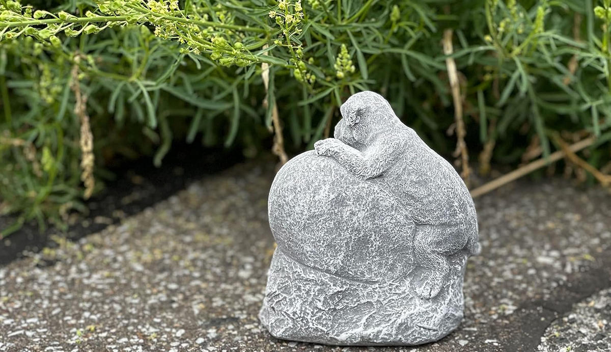 STEINFIGUR Hund Geliebt und Unvergessen frostfest wetterfest Steinguss Grabstein - Grau, Stein (12/14/6cm) - stoneandstyle