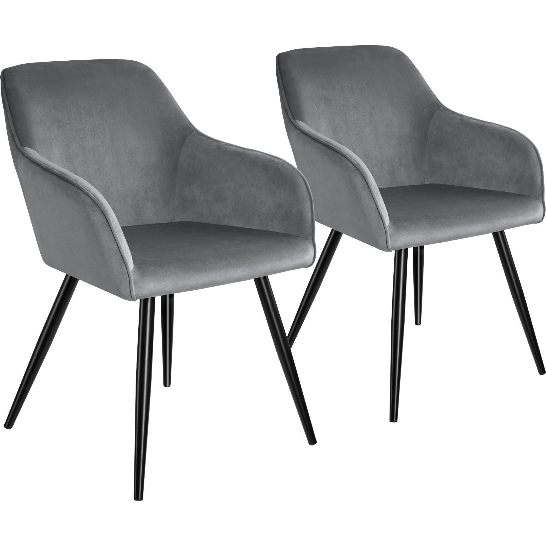 ESSZIMMERSTUHL 2er Set Marilyn 58 x 62 x 82 cm grau/schwarz - Schwarz/Grau, Textil (58/82/62cm) - tectake