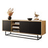 TV-ELEMENT SANAYI II mit Regalen Eiche Artisan/Schwarz - Schwarz, Holzwerkstoff (156/56/38cm) - Lookway