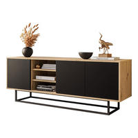 TV-ELEMENT SANAYI II mit Regalen Eiche Artisan/Schwarz - Schwarz, Holzwerkstoff (156/56/38cm) - Lookway