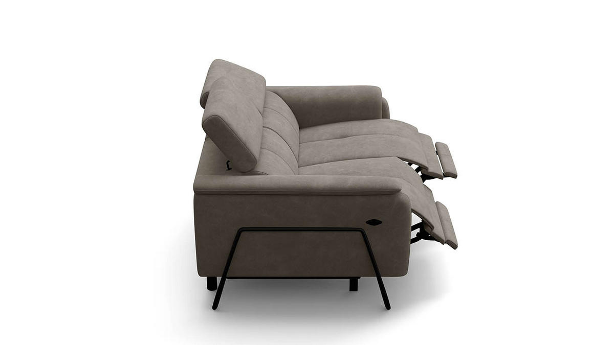 RELAXSOFA RODEN 2-Sitzer mit 2 Relax, beige, Veloursstoff - Beige, Holz/Textil (148/82/103cm) - Wozimo