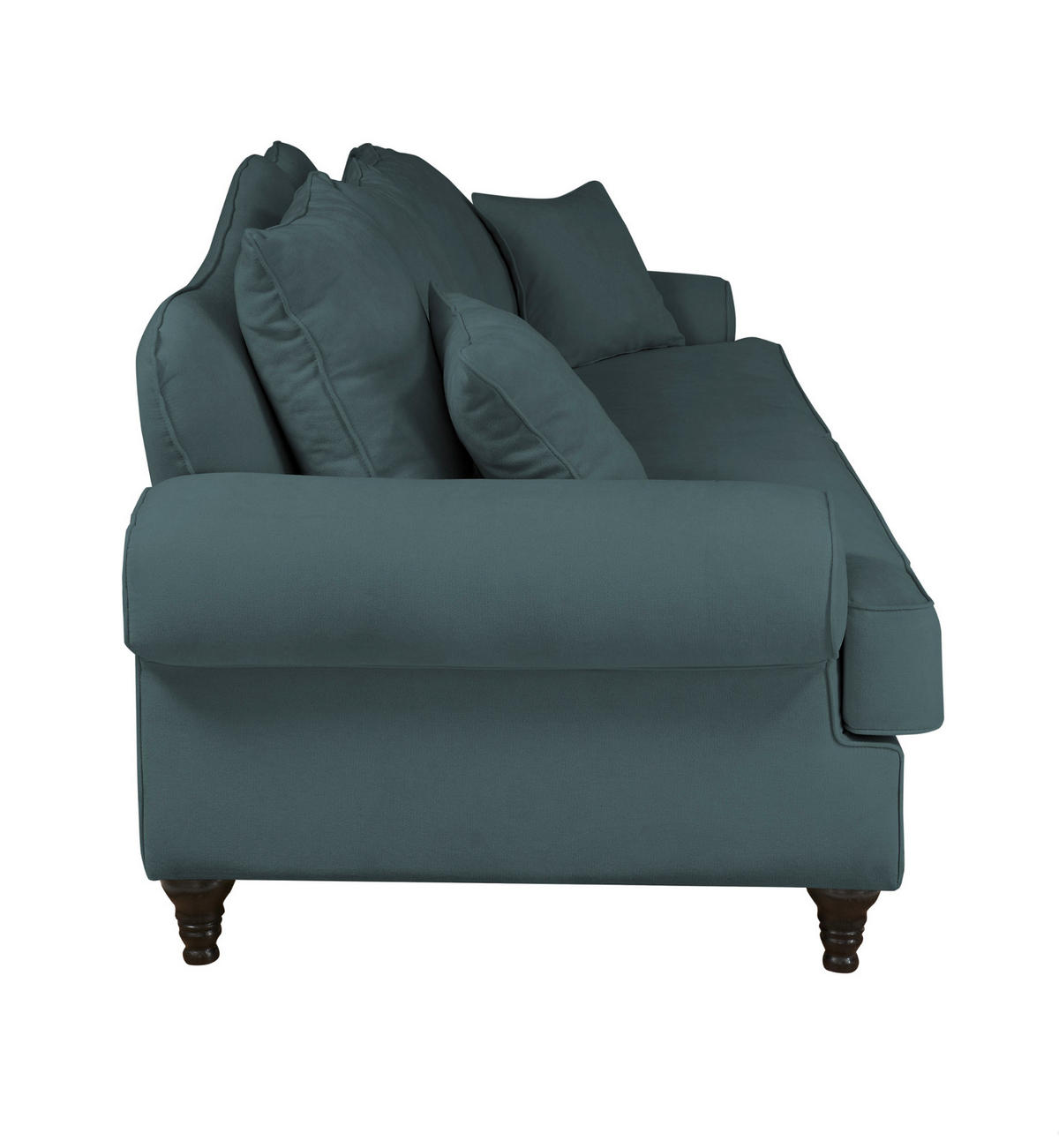 SOFA blaugrün Landhaus, Couch 3,5-Sitzer 230 cm - Dunkelgrün, Holz/Textil (230/95/100cm) - Furn.Design
