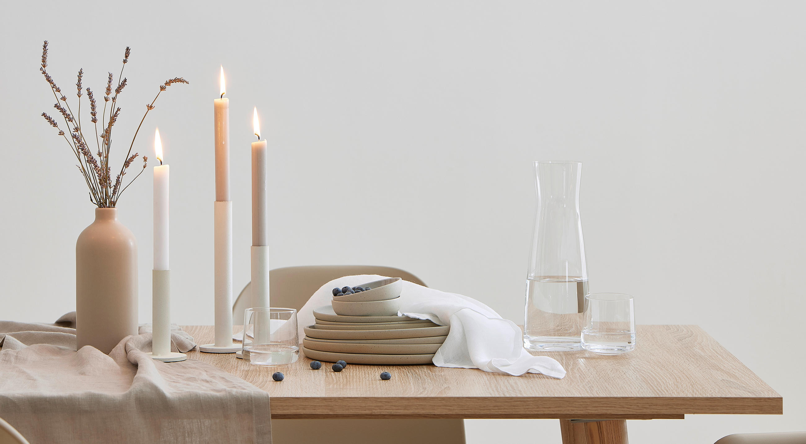 Kerzenständer naturfarben Tellersets