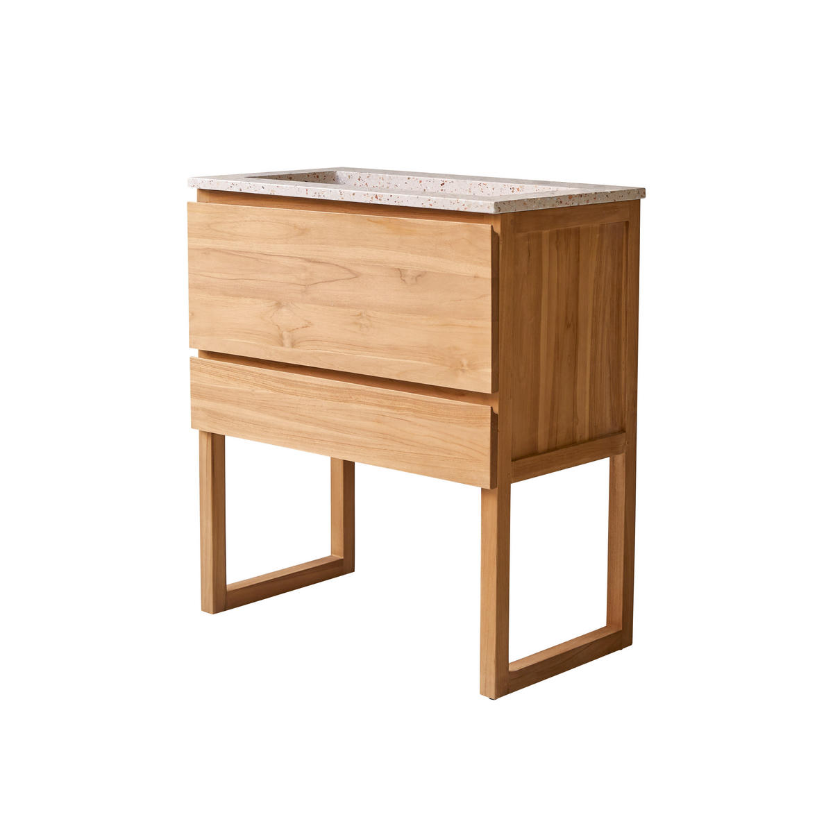 BADEZIMMERMÖBEL Edgar Rosa aus Teak - Pink, Holz (80/90/46cm) - Tikamoon