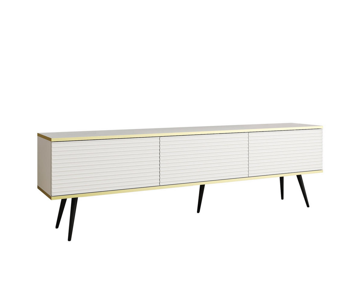 TV-SCHRANK Oris Weiß matt mit goldenen Beinen Glamour Style 175 cm - Goldfarben/Weiß, Holzwerkstoff/Metall (175/53/32cm) - Meble Lindner