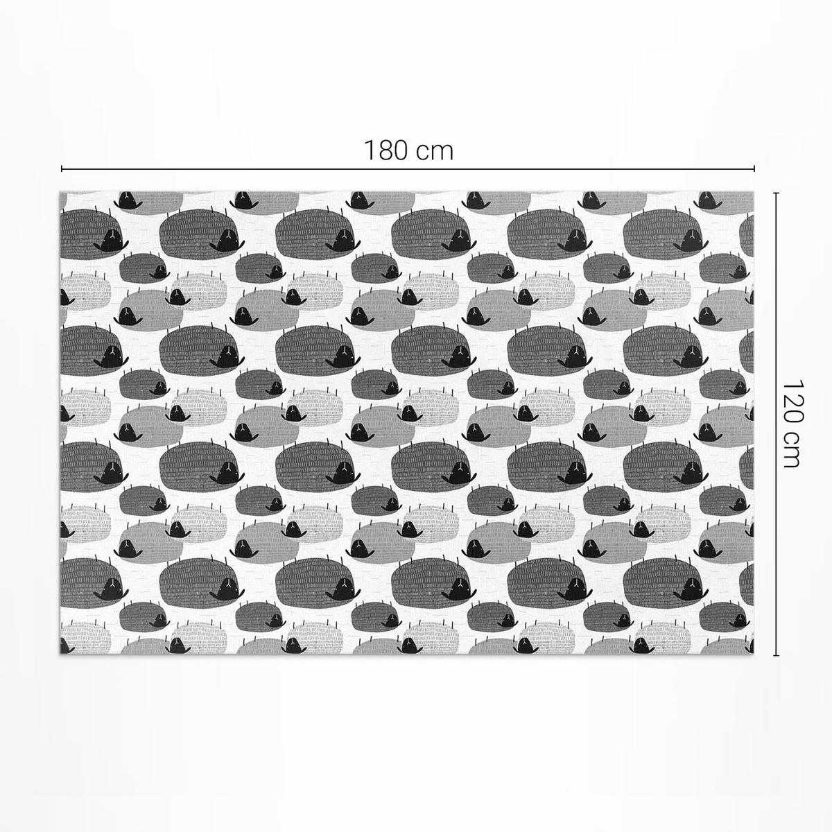 TEPPICH 120x180 cm Gemalte Schafe Regelmäßiges Muster - Graphitfarben, Kunststoff (120/180cm) - Wallfluent