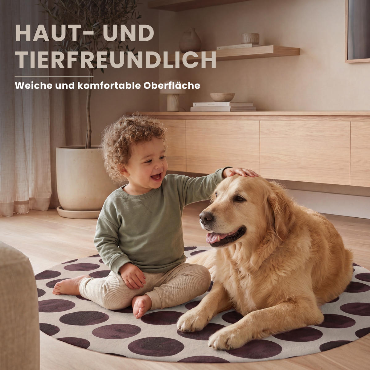 TEPPICH - Polka dots - Muster - Braun - 90x90 cm - Dunkelbraun, Kunststoff/Textil (90/0.4cm) - OnlyWow
