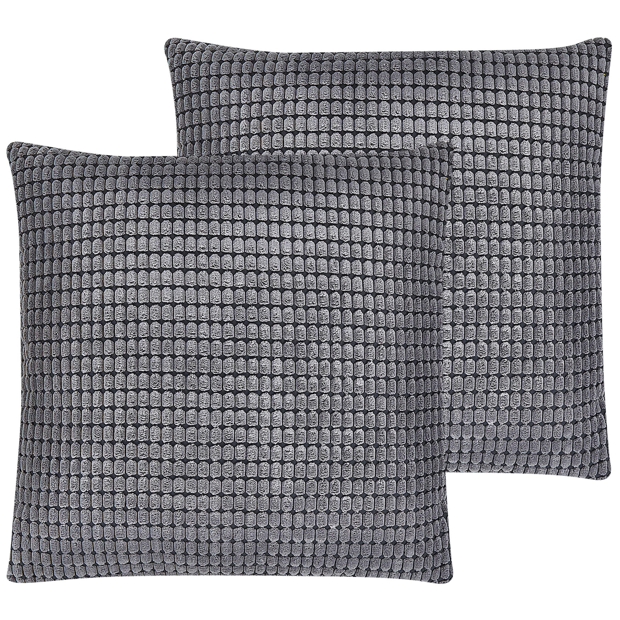 DEKOKISSEN 2er-Set Dunkelgrau 45/45 cm Aspidistra - Dunkelgrau, Textil (45/45cm) - Beliani