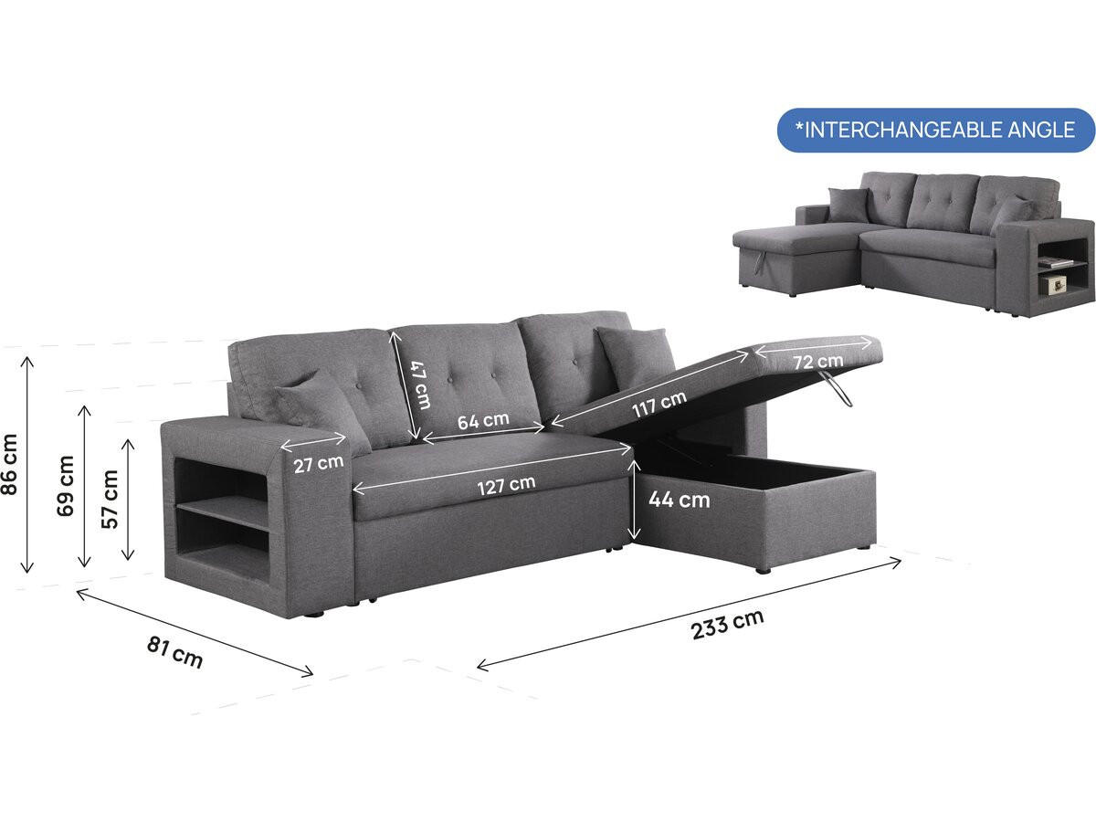 ECKSOFA axel Grau - Dunkelgrau, Textil (146/233cm) - Habitat Garten