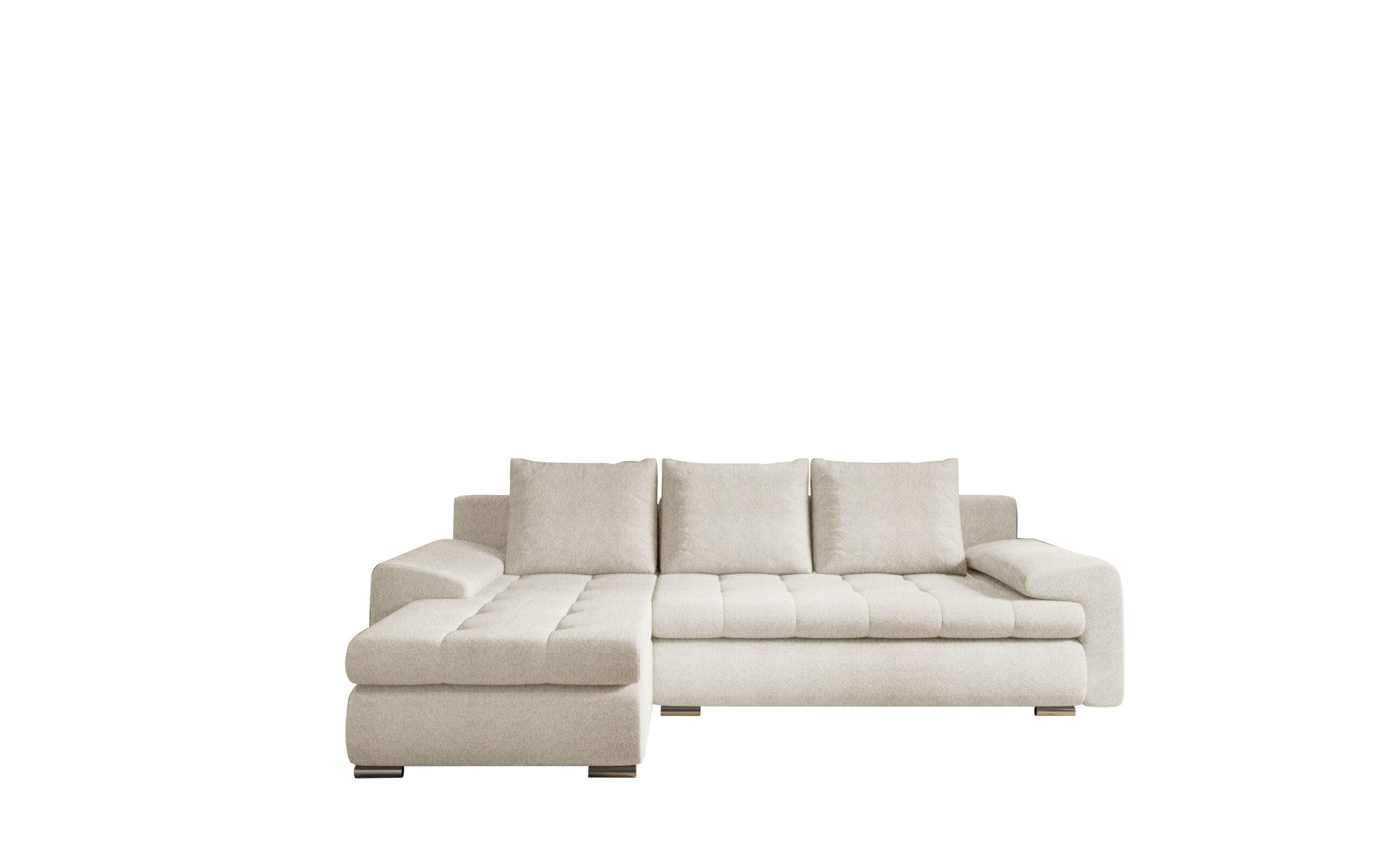 ECKSOFA TOMI Abriamo Ecru Links - Ecru, Holz (150/237cm) - Kaiser Möbel