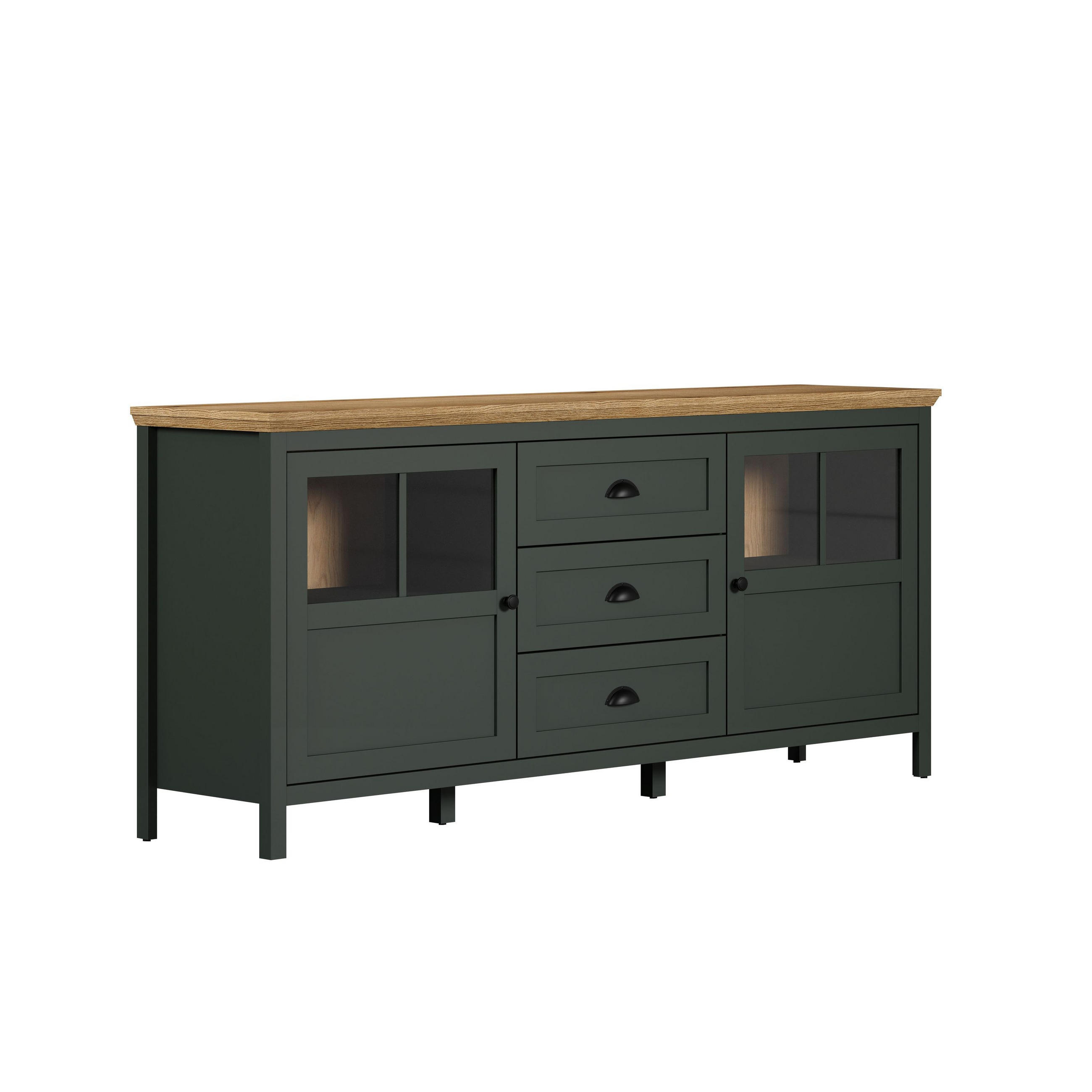 SIDEBOARD Stanton Grün - Grün, Holzwerkstoff (185/185/86cm) - Trendteam